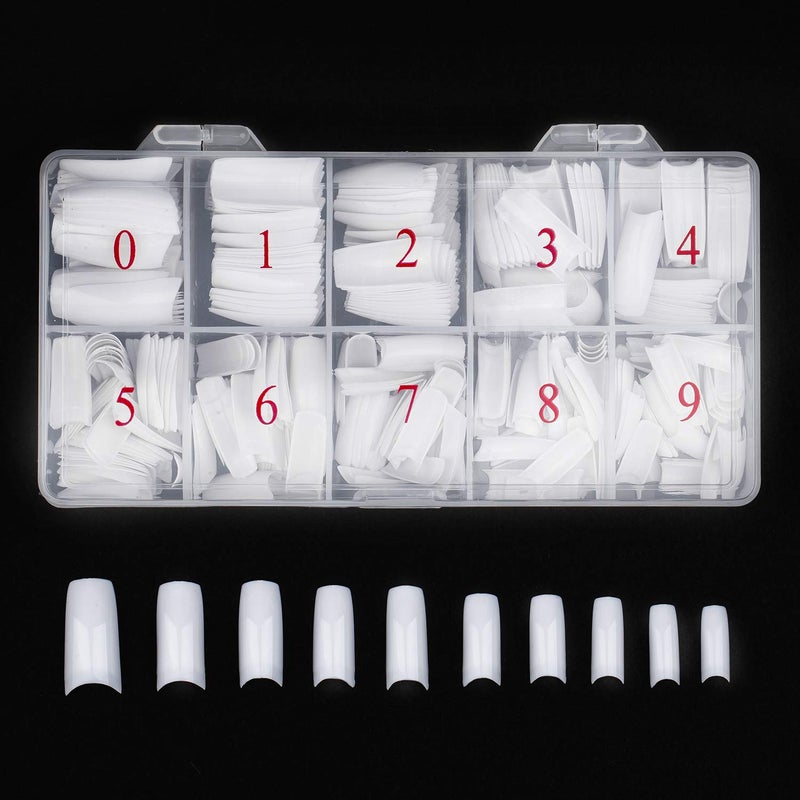 Beuniar Acrylic Nail Tips White 500Pcs French Artificial False Tip for Manicure Nails Art Salons & Home DIY - Image 1